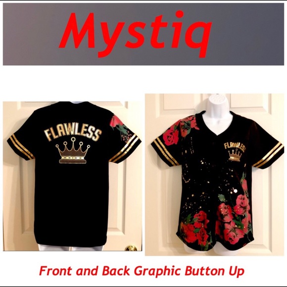 Mystiq Front & Back Graphic Button Down Top - Picture 9 of 9